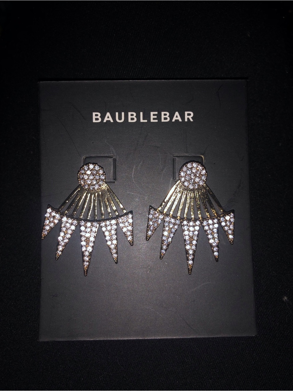 BaubleBar Gold and Clear Crystal Fanburst Drop Earrings